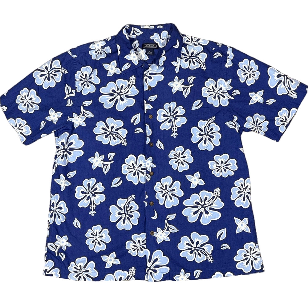 Island Style Blue Floral Hawaiian Shirt - Short Sleeve